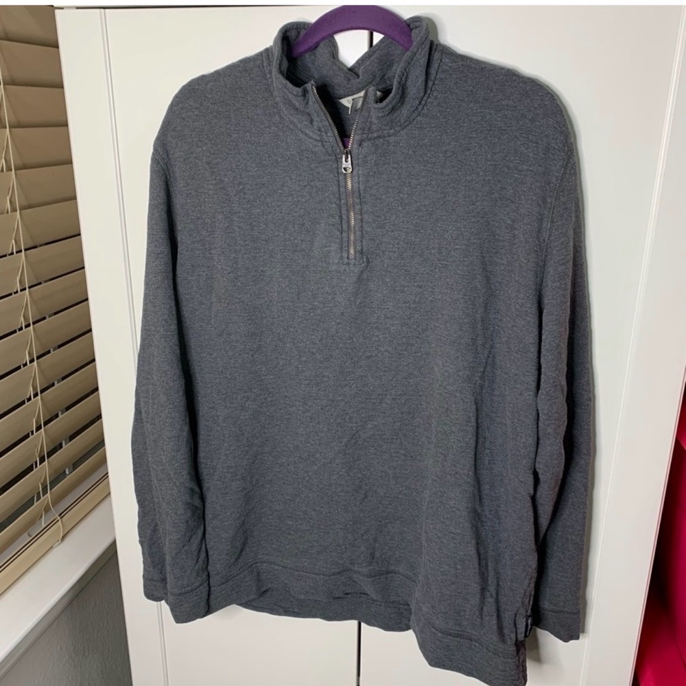 Calvin Klein Men’s Quarter-Zip Pullover Sweater Gray 100% Cotton Size LG - Picture 2 of 15